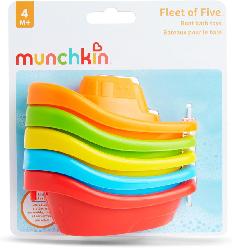 Munchkin 5-Pack - Fleet of Colorful Bath Boats Fun & Educational Bath Toy Set