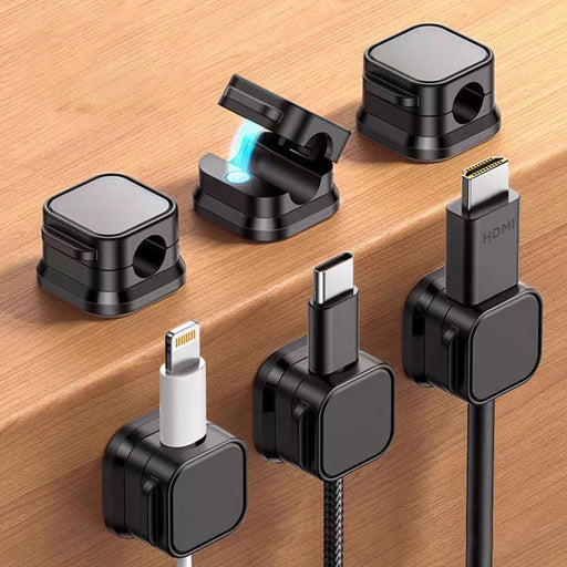 6 Pack Magnetic Cable Clips Spring Cable Holder Clips Cable Management Clips Adhesive Cord Wire Holder Keeper for Home Office Desk Phone Car Wall Desktop Nightstand