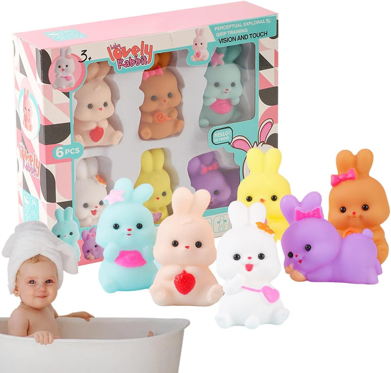 NALACAL Charming Bunny Bathtub Toy, Rabbit Floating Toy, Baby Bath Toys, Cute Floating Toy, 6 Pcs Novelty Bath Tub Toys with Sound Baby Shower Float Bunny Bathtub Toy for Girls and Boys Toddler
