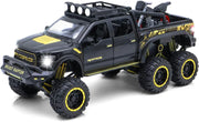 Monster Trucks for Boys - 1/24 Scale Die-Cast Metal Toy Car F150 with Sound and Light,Pickup Truck and Trailer Cars Toy Cars for 3+ Year Old Boys (Black) - Black