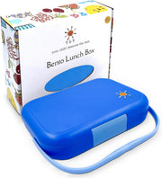 B&B Bento box 4/6 compartments Ideal Portion Sizes Leak-Proof, Bento Lunch Box for Kids Toddlers, Dishwasher Safe, BPA Free Removable Plastic Tray for kids Ages 3 to 7 years (nighttime blue) - royal blue