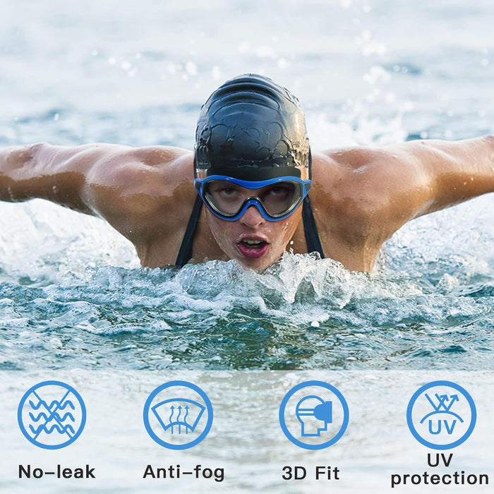 2 Pack Swim Goggles for Adults and Youth, Soft Silicone Gasket for Comfort, Anti-Fog and UV Protection, No Leak Design for Clear Vision in the Pool