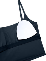 CRZ YOGA Butterlift Womens Scoop Neck Longline Sports Bra - U Back Adjustable Straps Workout Crop Tank Top with Built in Bra