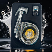JUNARIS Handheld Bidet Sprayer Set for Toilet - شطاف تواليت Stainless Steel Shattaf with Premium Hose for Bathroom and Washroom | Chrome Shattaf Set Stainless Steel Hose (Classic)