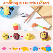 30 Pcs Animal Erasers Desk Pets for Kids Pencil Bulk Puzzle Erasers Toys Gifts for Classroom Prizes,Game Reward,Treasure Box,Easter Egg Fillers,Goodie Bag Stuffers,Party Favors