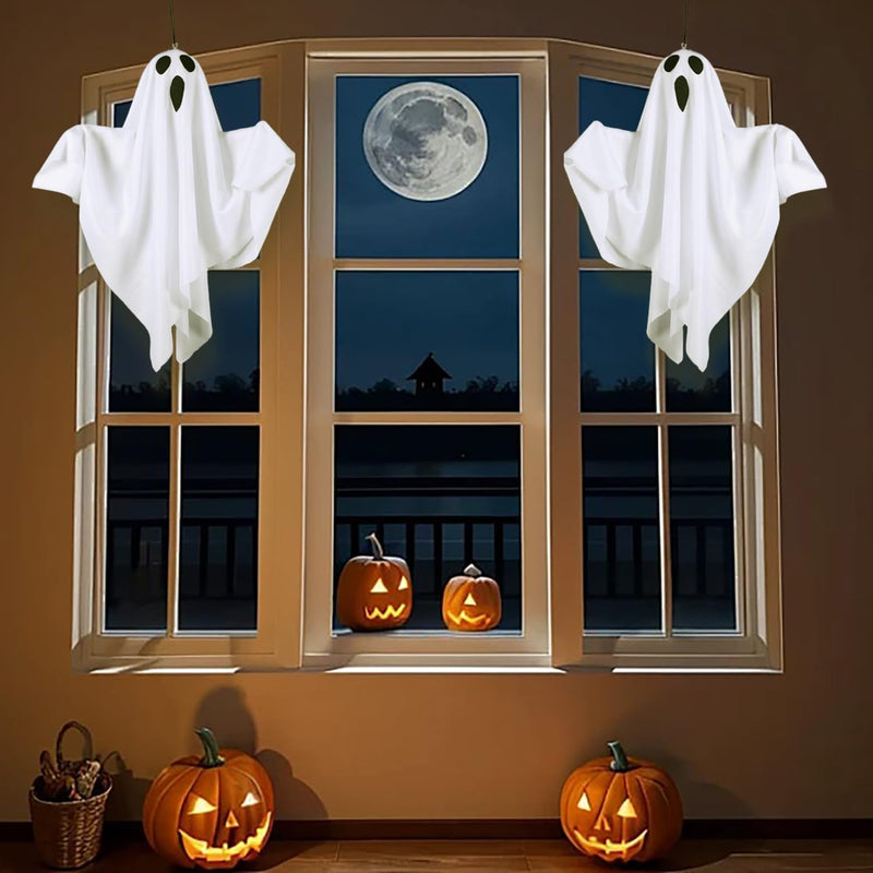Light up Ghost,Hanging Ghosts Light up Kit Decor Warm LED Ghost Light Indoor Bedroom Wall Outdoor Fall Party Garden Patio Front Porch Yard Scary Cute Halloween Ghost Decor Gifts