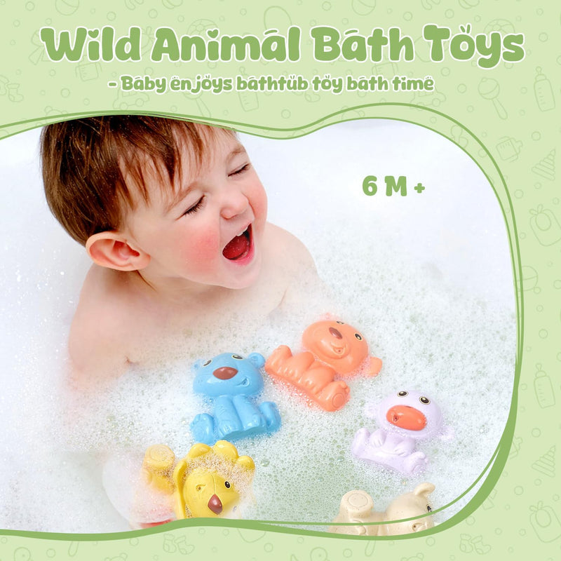 Animals Bath Toys for Kids Ages 1-3, 9 PCS Mold Free Bath Toys for Babies 6-12 Months, Eco-Friendly Non Toxic Bathtub Float Toy