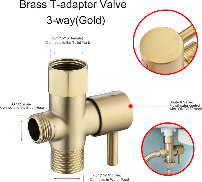 Senhozi Brushed Gold Bidet Sprayer for Toilet, Stainless Steel Spray Head with Jet Spray and Soft Spray Modes, Bathroom Handheld Spray for Cloth Diaper Sprayer, Bathing Pets, Feminine Wash