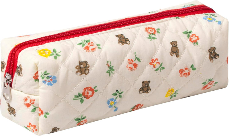 Cute Pencil Case Aesthetic Student Pouch Yellow Bow - Flower Bear