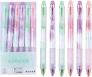 MOZXIRZ 6 Pcs Erasable Gel Ink Retractable Pens 0.5mm Blue Ink for Office School - Cute Aesthetic for Women Girls (Blue Ink-Stars) - Blue Ink-Pastel