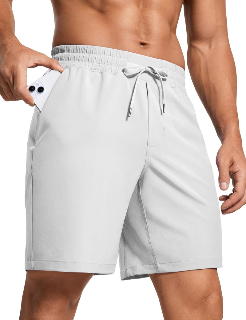 CRZ YOGA Men's Linerless Workout Shorts -9'' Quick Dry for Running Sports Athletic Gym with Pockets