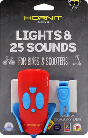 Hornit Mini Bike & Scooter Horn with Kids Headlight - Blue/Red