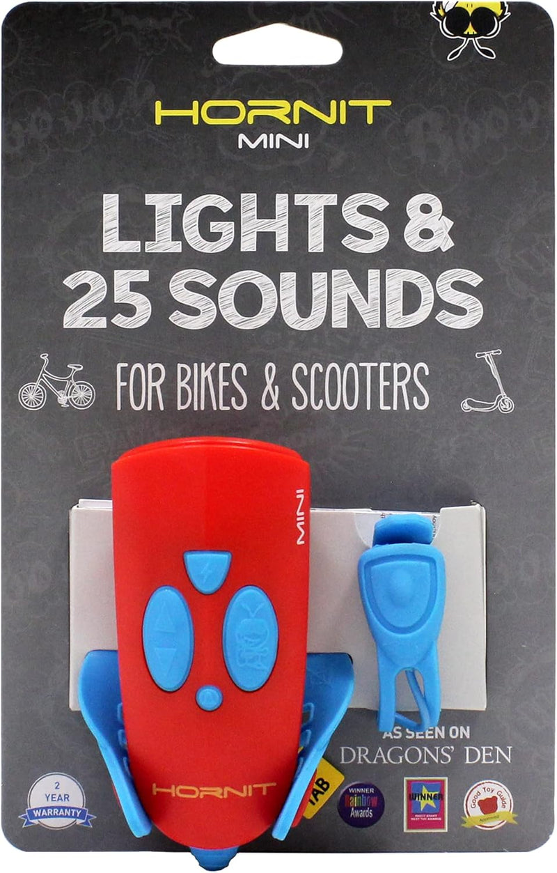 Hornit Mini Bike & Scooter Horn with Kids Headlight - Blue/Red
