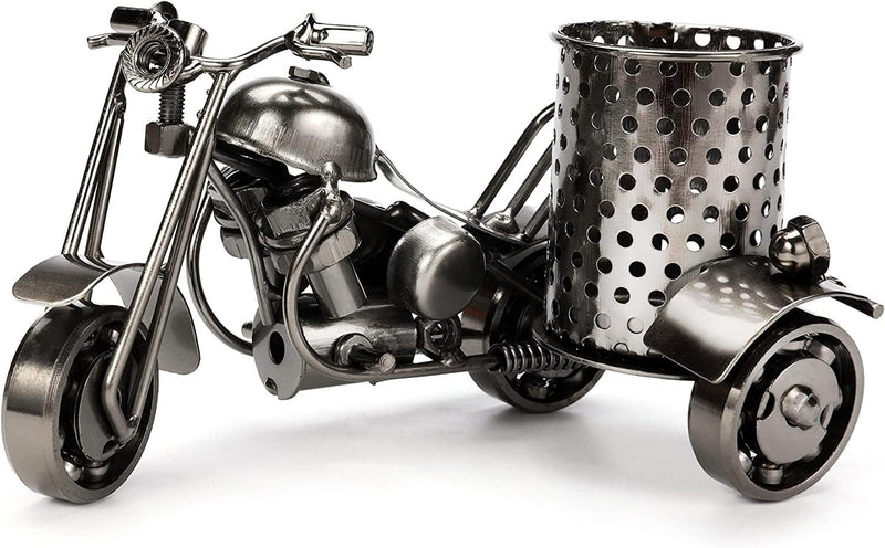 Teniusimall Pencil Holder For Desk, Harley The Motorcycle Loves Metal Pen Holder Creative Office Gift Cool Desk Decorative Accessories(Black)