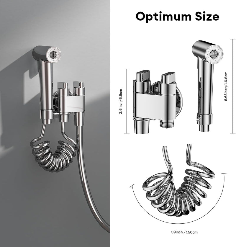 JOMOO Shattaf Set, Bidet Sprayer for Toilet with 60inch Stainless Steel Bidet Hose and Valve for Pet Bath,Water Flower,Hygiene Toilet Cleanser Spray, Gray