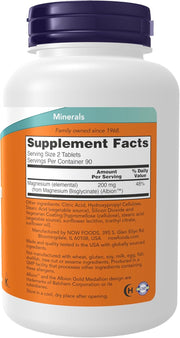 Foods Magnesium Glycinate 100 mg Highly Absorbable Chelated Magnesium for Muscle Relaxation & Nervous System Support & Energy Production & Enzyme Function 180 Tablets