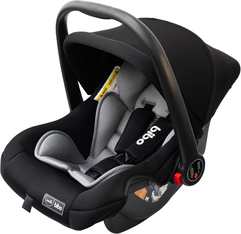 The Moon Brand Bibo Infant/Baby/Kids Travel Car Seat With Full Body Support Cushion Rear Facing Seat Carry Cot AdjUStable Canopy Suitable For 0 Months+0 13 Kg - Black - Black