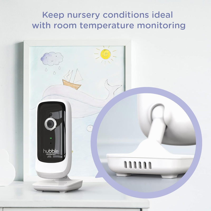 Hubble Nursery View Premium Twin Baby Monitor 5" Split-Screen Display, 2 Cameras, 2-Way Talk, Infrared Night Vision, Digital Zoom, Temp Sensor, 300m Range, Lullabies, Works with HubbleClub App