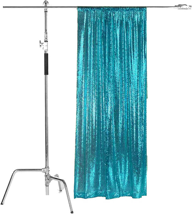 LQIAO 2 Panels Light Gold Sequin Backdrop Glitter Fabric for Wedding Birthday Parties Shimmer Wall-2x8ft