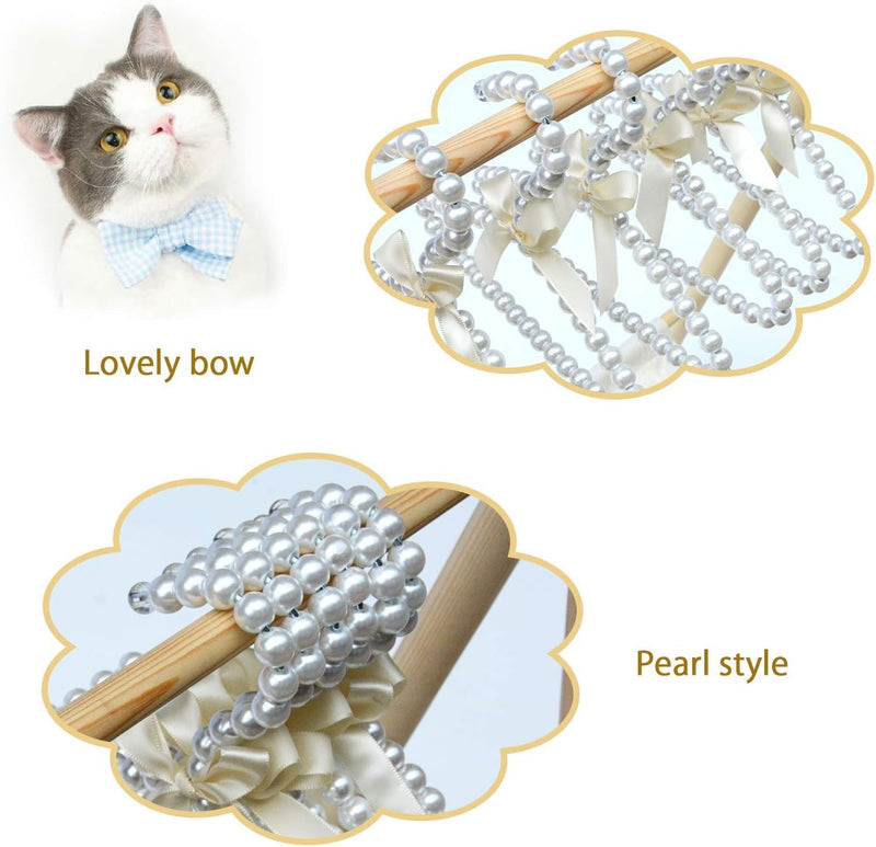 awagas 6Pack Baby Pet Dog Clothes Hangers, Mini Cute Pearl Hangers, Pearl Baby Hangers Faux Pearl Beaded Elegant Garment Clothes Hangers with Ribbon Bowknot for Pet Dog Cat Small Baby Kids Bebes Dolls