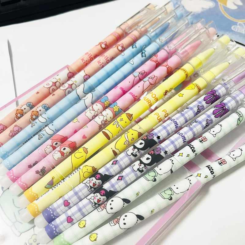 12 Pcs Anime Pens Cute Black Rabbit Gel Pens Set, Cartoon Ballpoint Pens School Supply Set, Cute Animal Pens for Girls Boys Kids, Gift for Birthday Children's Day