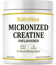 Natrolina 100% Micronized Creatine Monohydrate Powder (Unflavoured)-400g/80 Servings Premium Muscle Building Support, Boost Energy & Performance