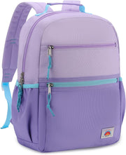 School Bag for Teen,Vaschy Lightweight Water Resistant Kids Toddller Backpack Boys Girls Plain Color-block Kids Bookbag Daypack with Two Sizes - Light Purple-S