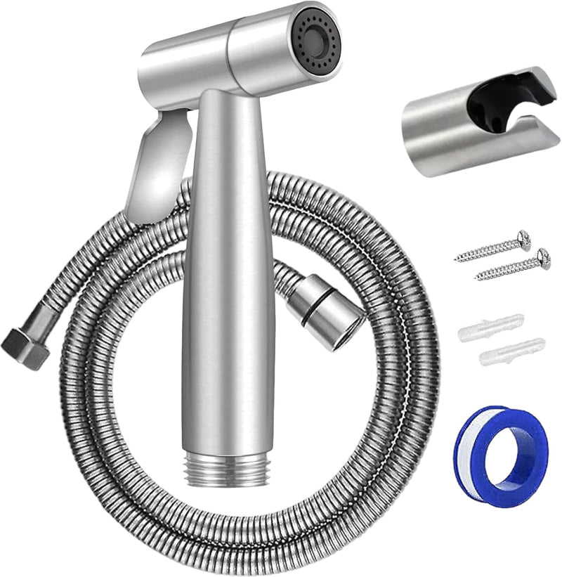 Premium Stainless Steel Bidet Sprayer for Toilet With 1.5 Meter Stainless Steel Hose, Easy 5-Minute Installation, Powerful Water Pressure (Full Shattaf Set)