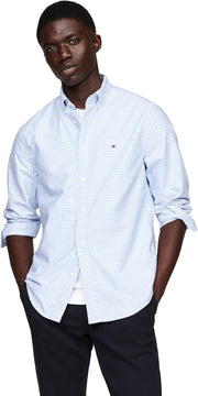 Mens Long Sleeve Oxford Shirts in Regular Fit, Men's Button Down Shirts, Also Available in Big and Tall - Cloudy Blue / White