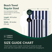 Cloud Scape Linen 2 Pcs Cabana Stripe Beach Towel Set, Oversized Soft Cotton Towel, Quick Dry and Highly Absorbent, Perfect for Beach, Picnic and Fitness, 76x152 cm, Blue