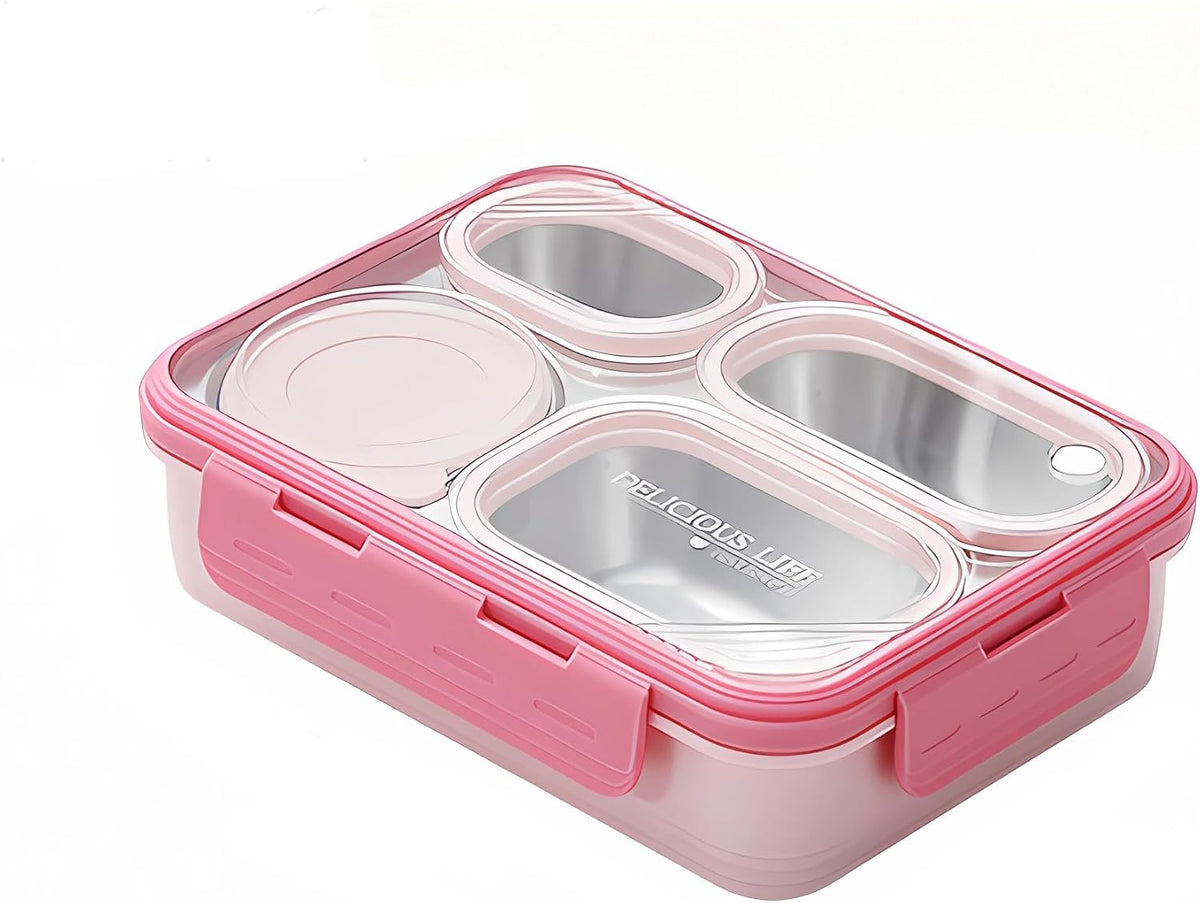 AUTOYSUR Lunch Box Stainless Steel Containers For Adults Men Women, Bento Box Adult Lunch Box W/ 4 Compartments, Insulated Bento Boxes Leakproof,BPA Free,Dishwasher Safe Stainless Steel Bento Box (B) – image 4