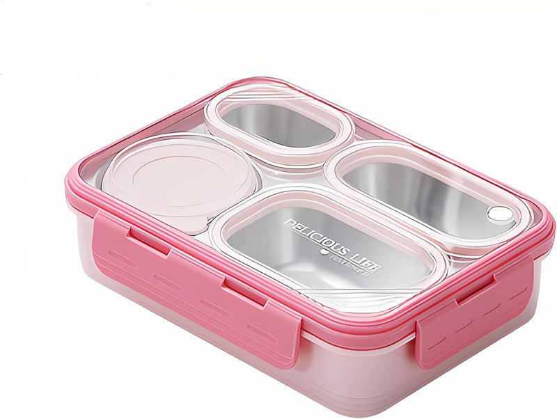 AUTOYSUR Lunch Box Stainless Steel Containers For Adults Men Women, Bento Box Adult Lunch Box W/ 4 Compartments, Insulated Bento Boxes Leakproof,BPA Free,Dishwasher Safe Stainless Steel Bento Box (B) - C