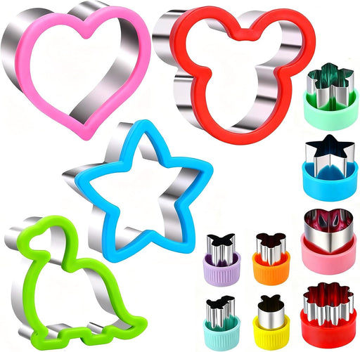 12 Pack Sandwich Cutter, Cookie Cutters and Sealer Set, Mini Vegetable Fruit Cutters, Sandwich Cutter maker Set for Kids Food Decoration Kitchen (12) - 12