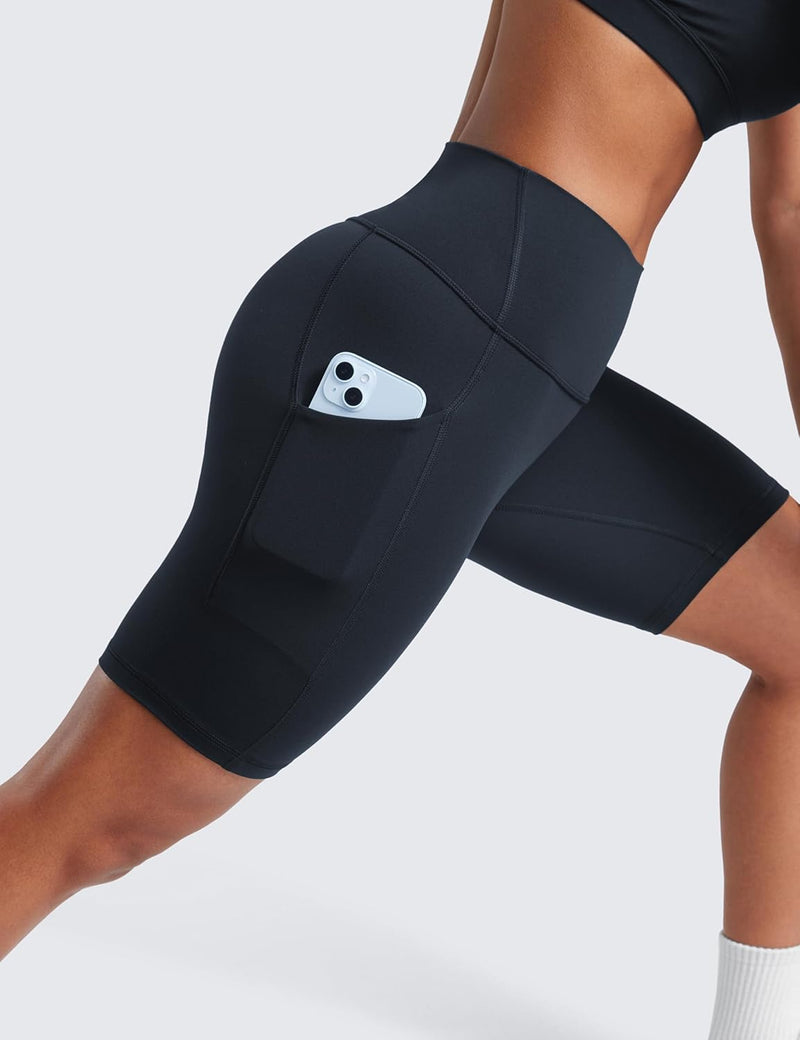 CRZ YOGA Women's Butterluxe Biker Shorts 8 Inches - High Waisted Yoga Shorts Side Pockets Buttery Soft
