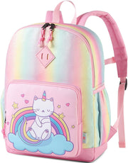 Girls' Backpack, Children's Backpack, Kindergarten Backpack, Elementary School Backpack with Chest Strap, Lightweight Girl Gift 2-8 Years Travel/Camping Backpack - Kitten