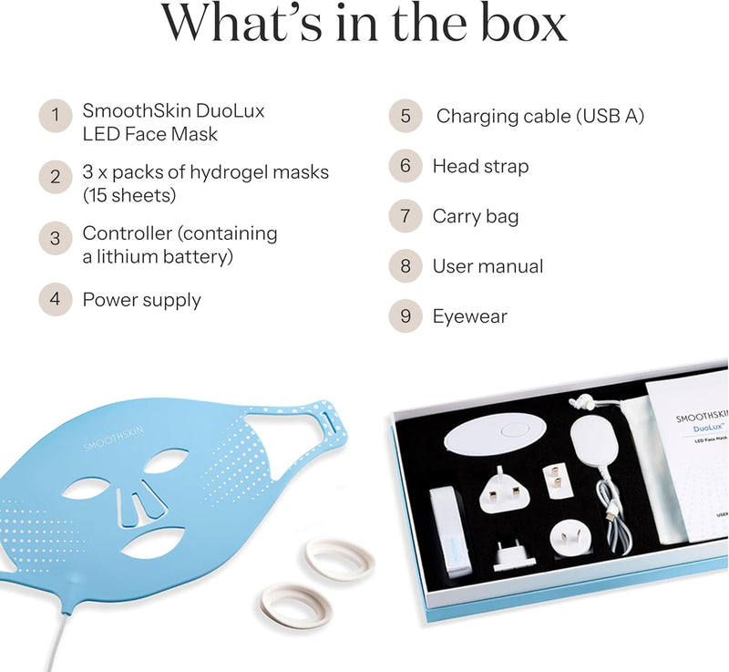 SmoothSkin Red Light Therapy for Face, Hydrate & Glow Kit, LED & Infrared Mask, Beauty Device for Youthful, Glowing Skin & Reduced Wrinkles