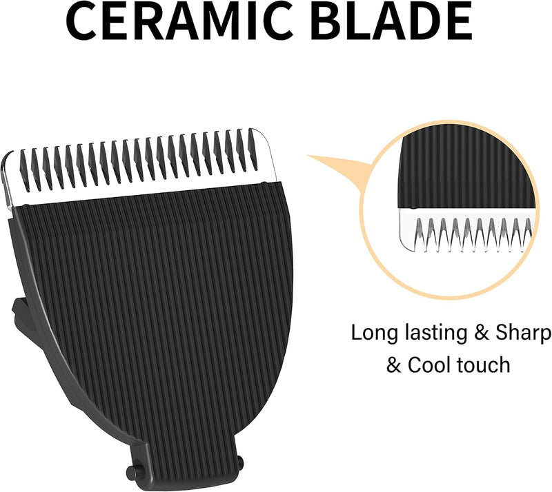 Electric Pubic Hair Trimmer Men's Shaving & Grooming Sets Kit w/ 4 Guards and Replaceable Ceramic Blade Heads, Waterproof Wet/Dry Groin Trimmer for Men, 90 Minutes Shaving, Body Groomer for Men (Blue)