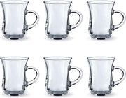 FEELINGS Glass Tea Mug 6PCS Set Coffee & Tea Cups,Crystal Clear, Durable, Heat-Resistant (190ML) - 155ML