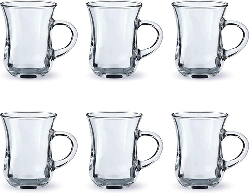 FEELINGS Glass Tea Mug 6PCS Set Coffee & Tea Cups,Crystal Clear, Durable, Heat-Resistant (190ML) - 155ML