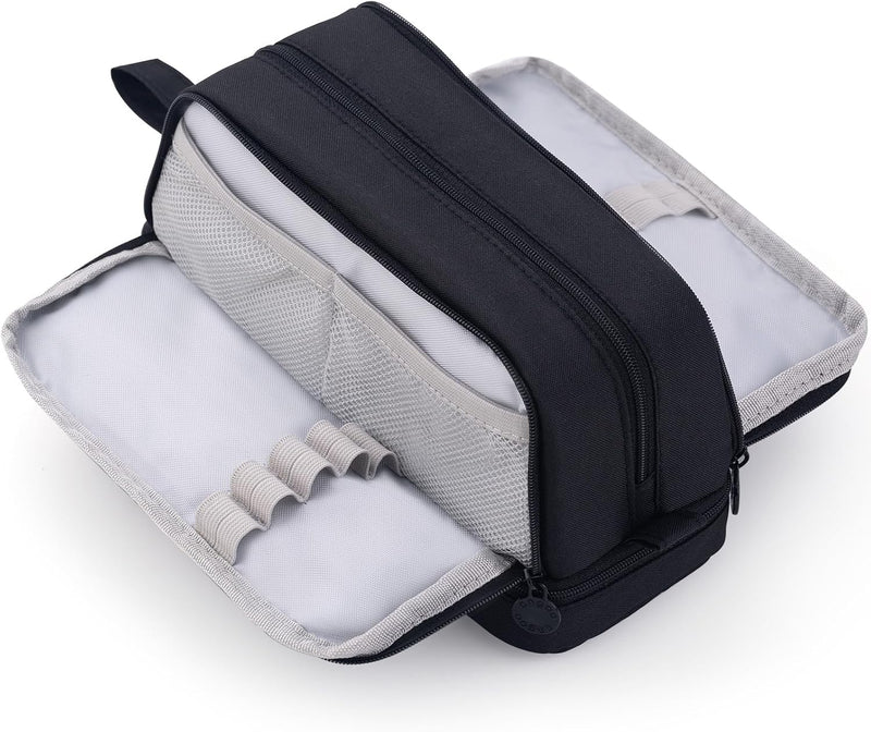 CICIMELON Large Capacity Pen Pencil Case with 4 Compartments, Multi-Slot Pencil Pouch Bag - Black