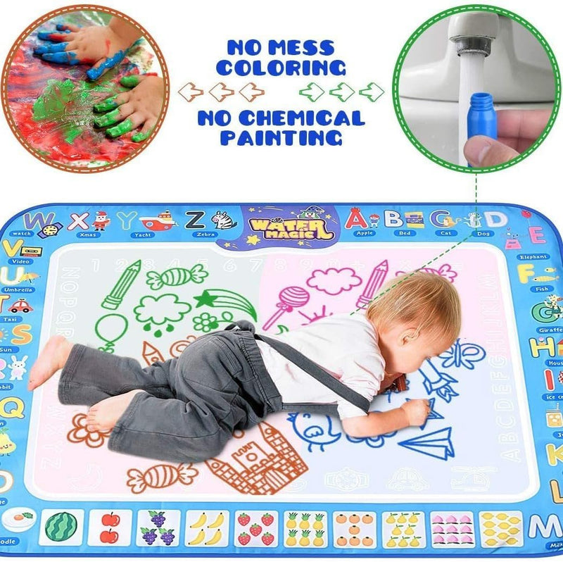 SKY-TOUCH Magic Water Doodle Mat,Extra Large Mess Free Colouring Baby Paint Mat,Aqua Water Doodle Mat,Mess Free Colouring Mat,Toddler Toys for 2 3 4 5 Year Old Boys Girls,100 80cm