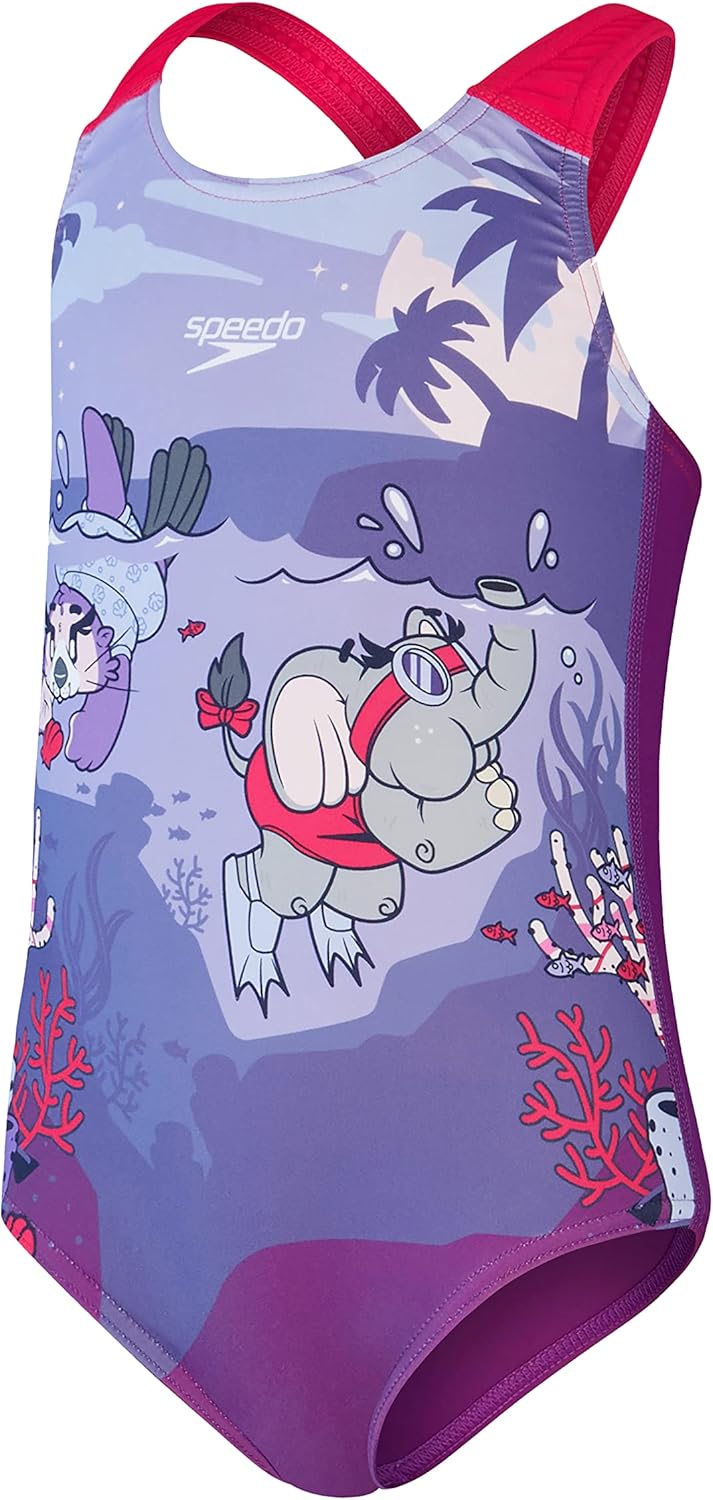kids LTS Printed Racerback Swimsuit (pack of 1) - 4 Years Magic Sangria/Sweet Taro/Hellium