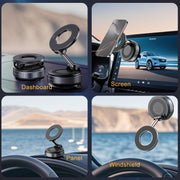 Limos 360 Vacuum Magnetic Car Phone Holder Suction Cup Mount for Windshield Dashboard Hands-Free Adjustable Stand Compatible with Magsafe Smartphones GPS Navigation Strong Suction Mount