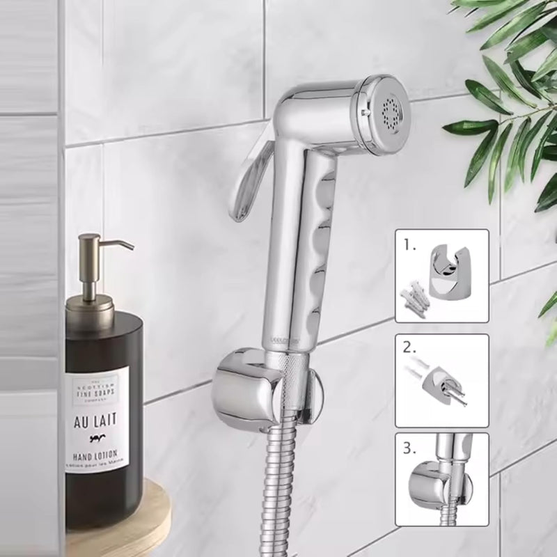 Shattaf Set – Premium Bidet Sprayer for Toilet with 1.2cm Stainless Steel Chrome Hose, Elegant Muslim Shower | trigger bidet |shatafa for toilet UAE