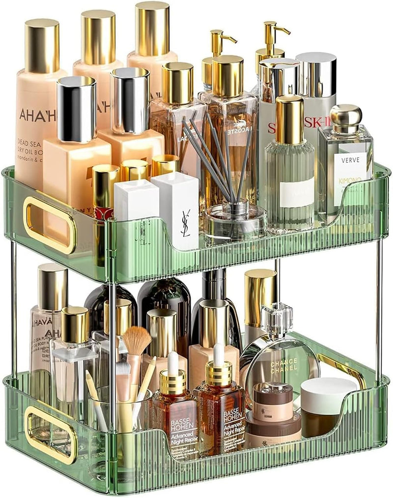 U-HOOME Bathroom Counter Organizer, Countertop Organizer and Storage,Bathroom Shelf Organizer,Cosmetics Skincare Shelf Organizer,Makeup Organizer Perfume for Dresser Vanity Tray, Spice Rack (Clean3)