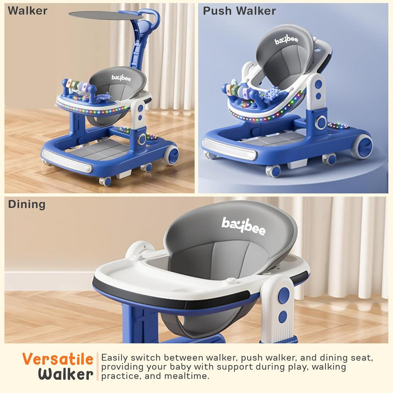 Baybee 3 in 1 Baby Walker with Parental Push Handle 3 Adjustable Height, Lights & Musical | Toddler Activity Walker for Kids | Baby Push Walker for Baby Boy Girl 6 to 18 Months (Green)