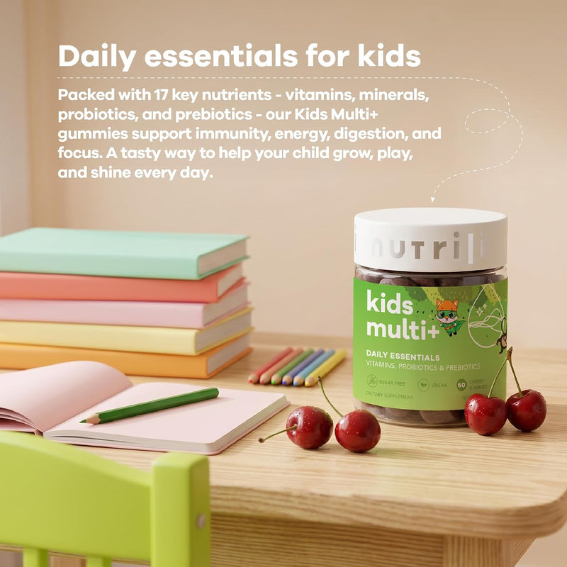 Kids Multivitamin+ Probiotics Sugar Free Gummies (1 Month) 17 Essential Vitamins & Minerals & Prebiotics Immunity, Energy, Digestion & Development