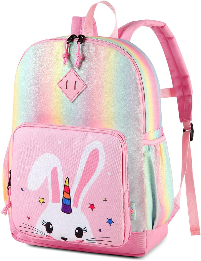 Girls' Backpack, Children's Backpack, Kindergarten Backpack, Elementary School Backpack with Chest Strap, Lightweight Girl Gift 2-8 Years Travel/Camping Backpack - Magic Rabbit