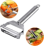 DELFINO Peeler Stainless Steel Cutter Slicer for Carrot Potato Melon Gadget Vegetable Fruit Steel Peeler Double Sided Blade Multi-functional Vegetable Cutter and Fruit Slicer Dual Blade for Kitchen