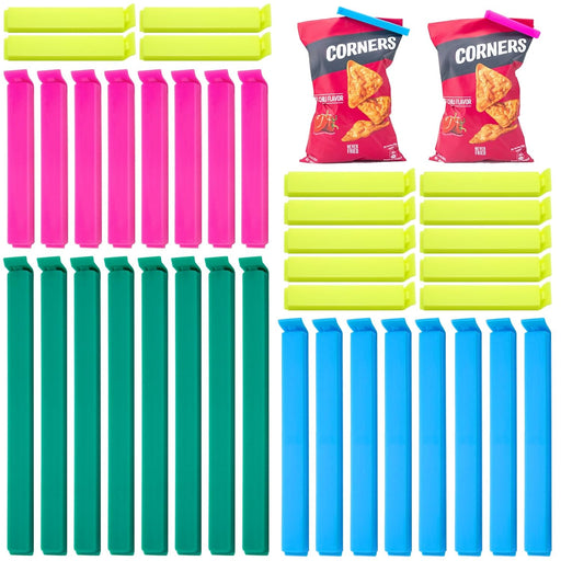 WISYOK Food Clips 40pcs, Bag Clips for Food Storage Plastic, Freezer Bag Clip, 4 Sizes and 4 Colors, Resuable Kitchen Sealing Clip Stay Fresh Longer for Snack, Sandwich, Bread